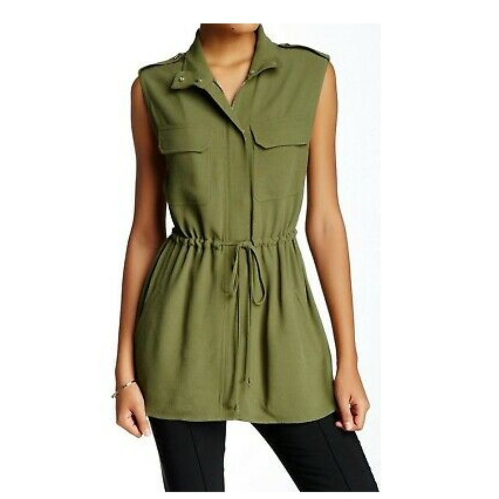 1. STATE green zip up vest tunic top small